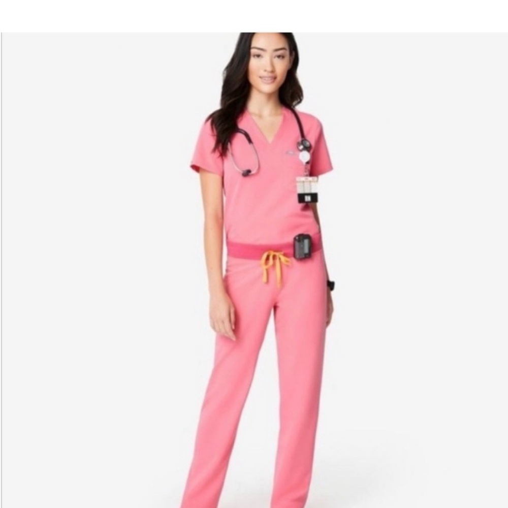 Figs Kade Cargo Scrub Pants in Neon Pink Size L Tall